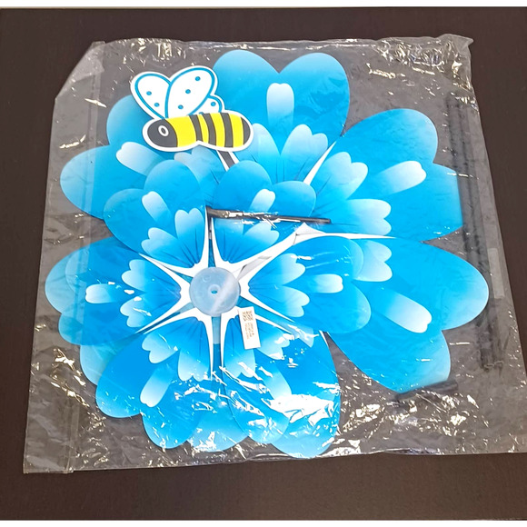 Garden Stake Wind Spinner NEW Double Petal with Bee Center includes the Stake - Picture 4 of 4